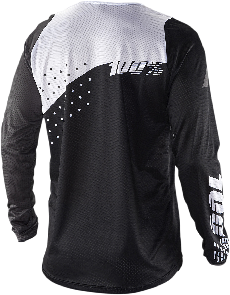 100% R-Core Long-Sleeve Jersey - Black/White - Large | Designed for Mountain Biking and Cycling Enthusiasts