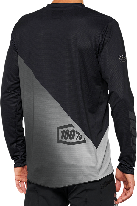 100% R-Core X Long-Sleeve Jersey for Mountain Biking - Black/Gray, Medium (Part No. 40000-00001)