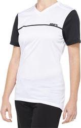 100% Women's Ridecamp Short-Sleeve Jersey with Drop Tail for Cycling - White/Black, Large (Part #40035-00008)