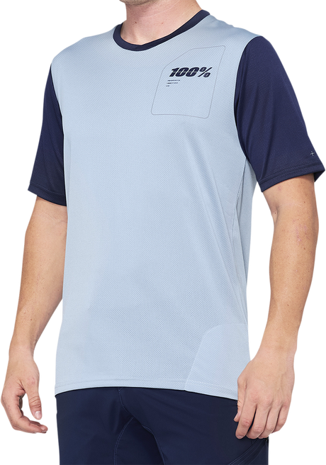 100% Ridecamp Short-Sleeve Jersey - Blue/Navy - Medium | Designed for Off-Road and Mountain Biking