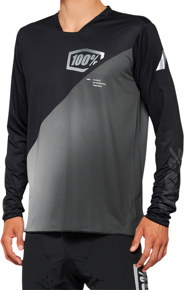 100% R-Core X Long-Sleeve Jersey Black/Gray 2XL - Performance Cycling Apparel with Moisture Management and Comfort Features