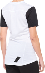 100% Women's Ridecamp Short-Sleeve Jersey with Drop Tail for Cycling - White/Black, Large (Part #40035-00008)