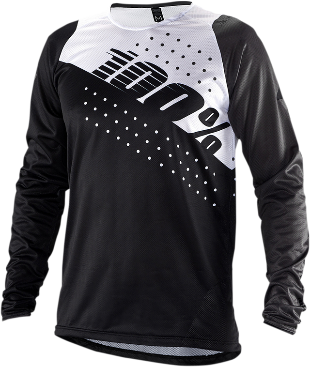100% R-Core Long-Sleeve Jersey - Black/White for ATV and Dirt Bike Riders - Part 40005-00011
