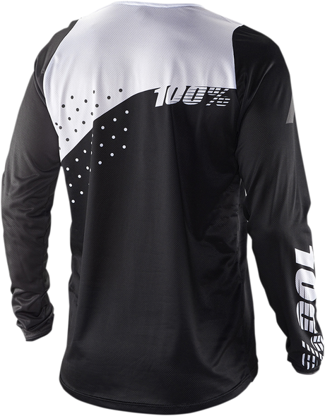 100% R-Core Long-Sleeve Jersey - Black/White for ATV and Dirt Bike Riders - Part 40005-00011