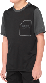 100% Youth Ridecamp Short-Sleeve Jersey - Black/Charcoal, Part No. 40031-00003, Fits Youth Bikes