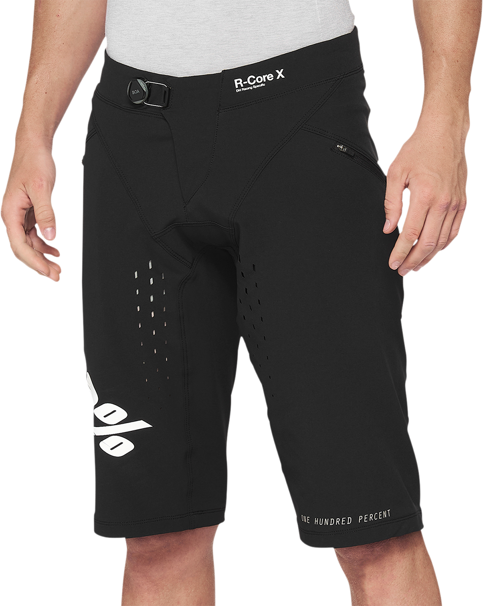 100% R-Core X Shorts - Black with Mountaineering-Inspired Closure, US 32 Fit