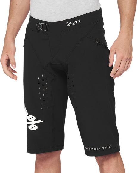 100% R-Core X Shorts - Black with Mountaineering-Inspired Closure, US 32 Fit