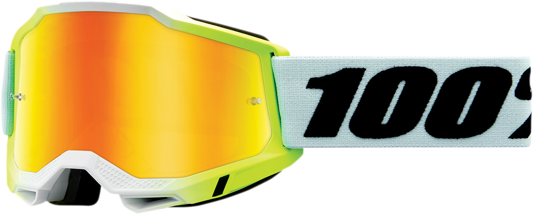 100% Accuri 2 Dunder Yellow Mirror Goggle - Enhanced Visibility for Off-Road and Motocross Vehicles