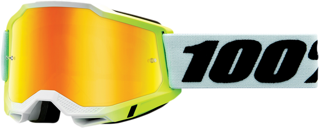 100% Accuri 2 Dunder Yellow Mirror Goggle - Enhanced Visibility for Off-Road and Motocross Vehicles