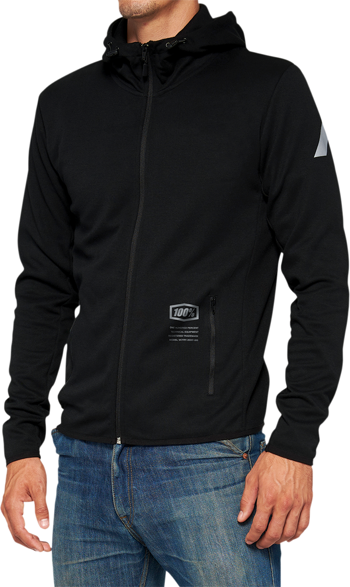 100% Viceroy Tech Zip Hoodie - Black - Medium | Athletic Fit with Moisture-Wicking Poly/Cotton Fleece