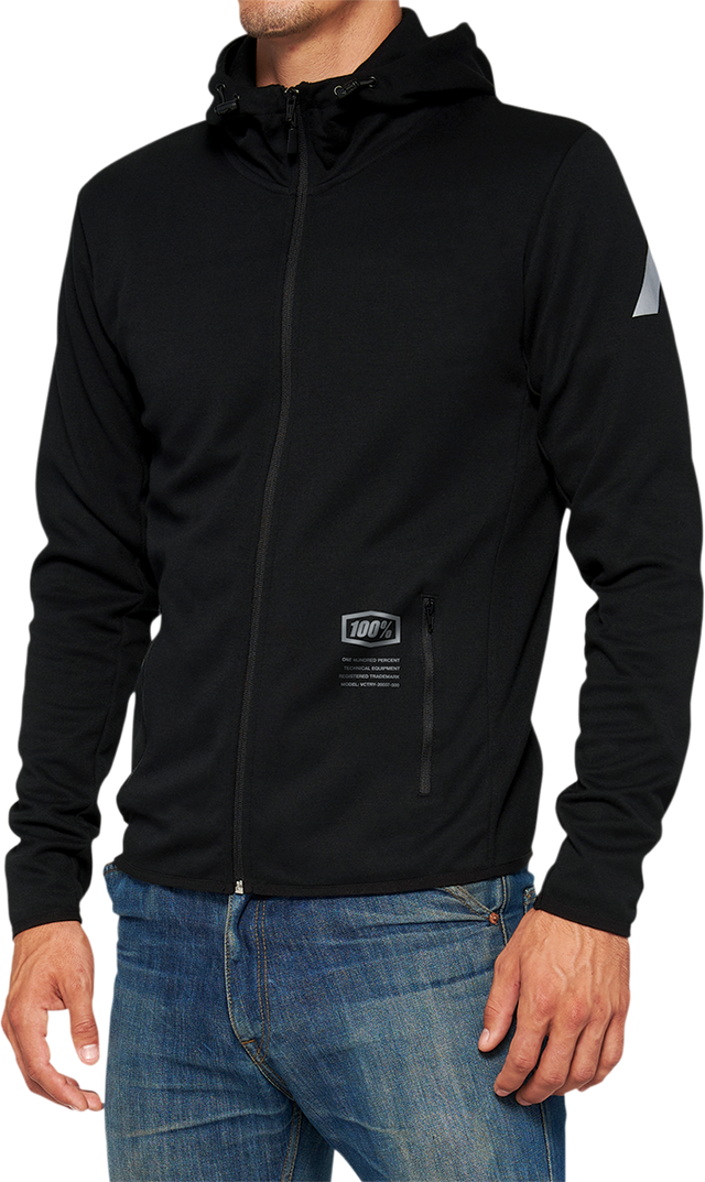100% Viceroy Tech Zip Hoodie - Black - Medium | Athletic Fit with Moisture-Wicking Poly/Cotton Fleece