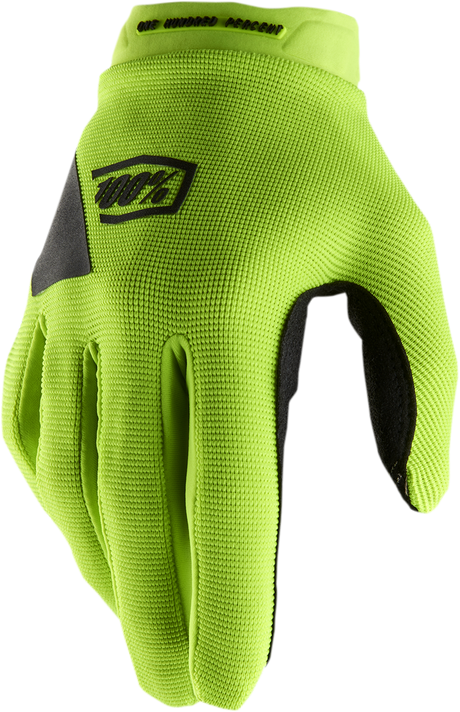 100% Women's Ridecamp Gloves - Fluo Yellow/Black, Large - Compatible with Mountain Bikes, Road Bikes, and Cruiser Cycles