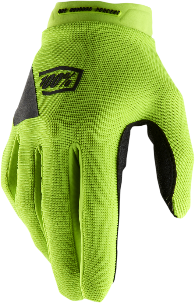 100% Women's Ridecamp Gloves - Fluo Yellow/Black, Large - Compatible with Mountain Bikes, Road Bikes, and Cruiser Cycles