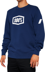 100% Icon Long-Sleeve Fleece Sweatshirt - Navy, Part Number 20026-00018, Fits Various Vehicles