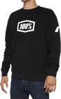 100% Icon Long-Sleeve Fleece Sweatshirt with Screen-Printed Logo - Black - XL - Part No. 20026-00003