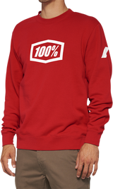 100% Icon Long-Sleeve Fleece Sweatshirt with Screen-Printed Logo - Red, Part Number 20026-00010