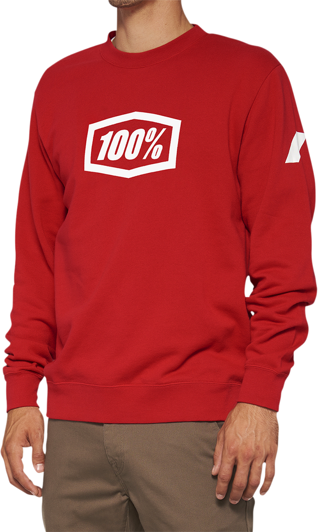 100% Icon Long-Sleeve Fleece Sweatshirt with Screen-Printed Logo - Red, Part Number 20026-00010
