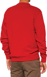 100% Icon Long-Sleeve Fleece Sweatshirt with Screen-Printed Logo - Red, Part Number 20026-00011, Fits Various Vehicles