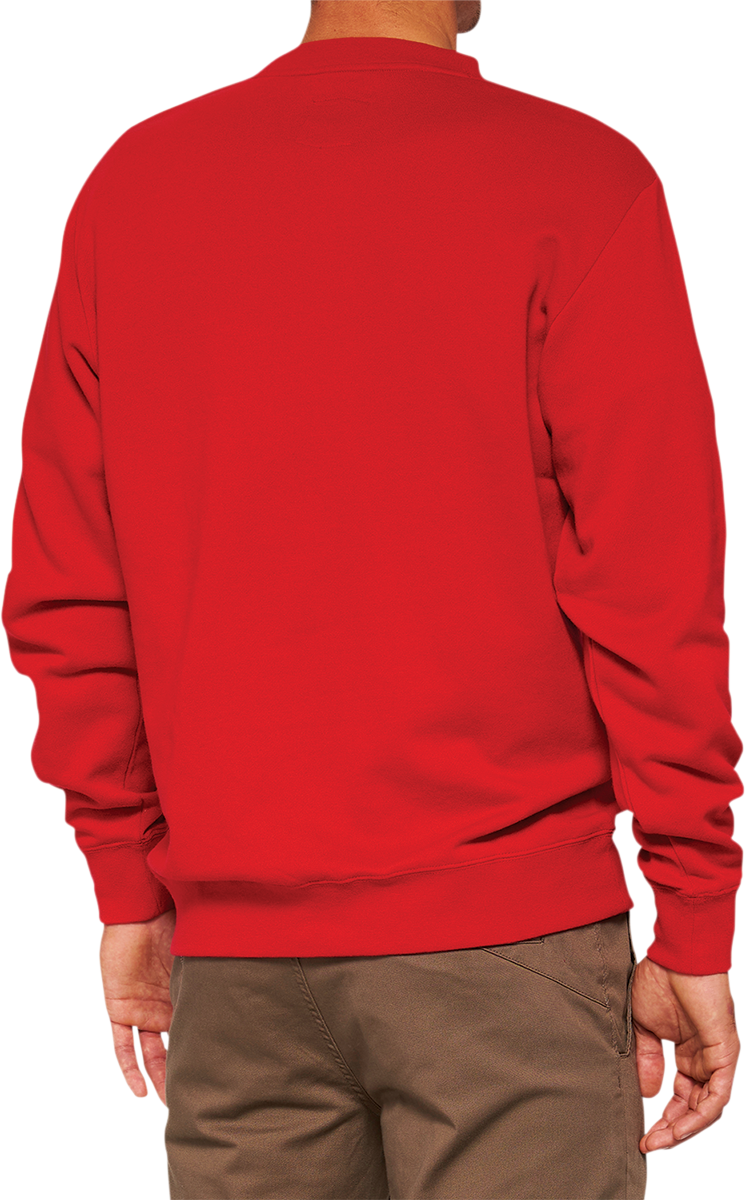 100% Icon Long-Sleeve Fleece Sweatshirt with Screen-Printed Logo - Red, Part Number 20026-00010