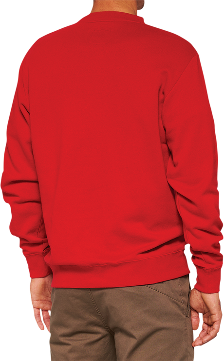100% Icon Long-Sleeve Fleece Sweatshirt with Screen-Printed Logo - Red, Part Number 20026-00010