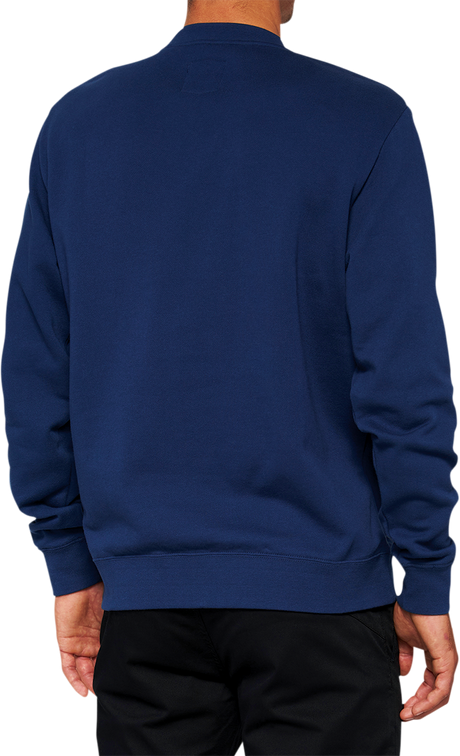 100% Icon Long-Sleeve Fleece Sweatshirt with Screen-Printed Logo, Navy, Part Number 20026-00015