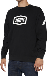 100% Icon Long-Sleeve Fleece Sweatshirt 20026-00002 with Ribbed Cuffs and Logo - Black - Large