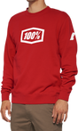 100% Icon Long-Sleeve Fleece Sweatshirt 20026-00014 with Rib Cuffs and Logo - Red - 2XL