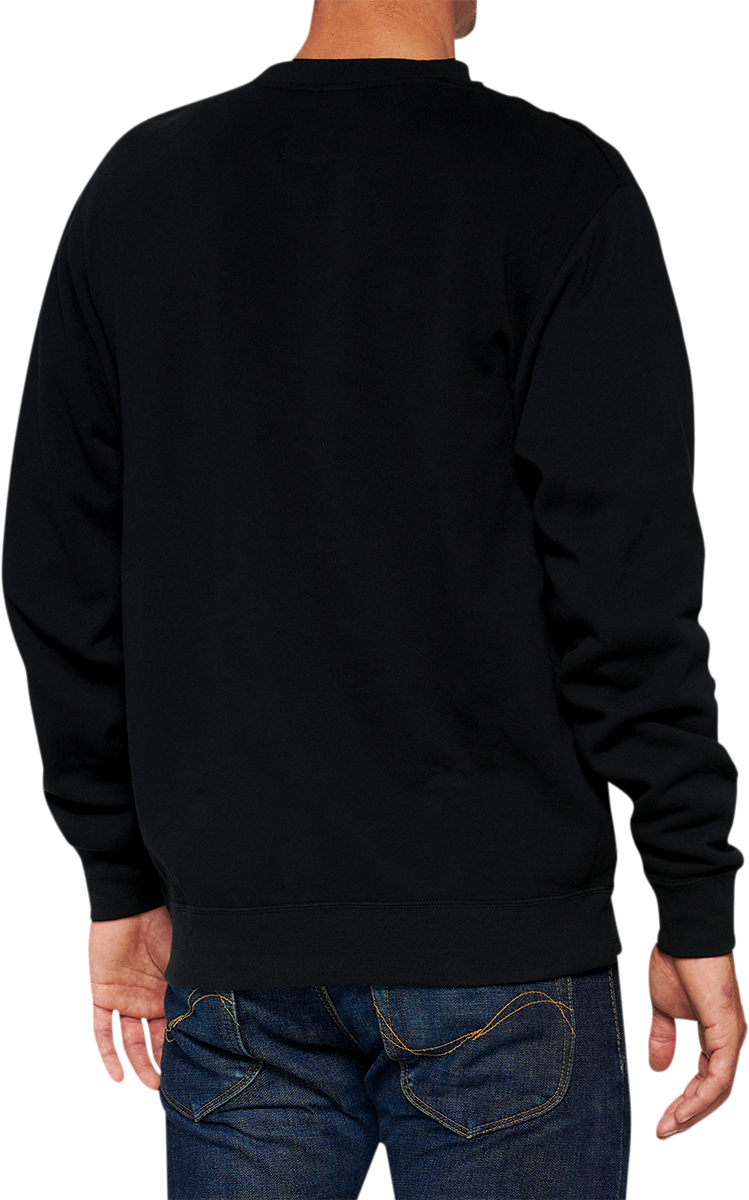 100% Icon Long-Sleeve Fleece Sweatshirt 20026-00002 with Ribbed Cuffs and Logo - Black - Large