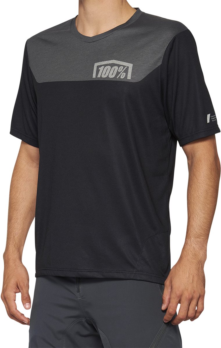 100% Airmatic Short-Sleeve Jersey - Gray/Midnight for Trail and Mountain Biking, Small
