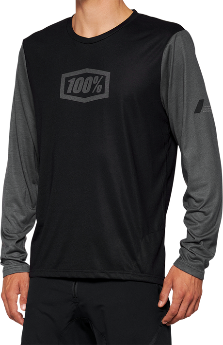 100% Airmatic Long-Sleeve Jersey - Black, Size Small - Versatile MTB and Trail Riding Apparel