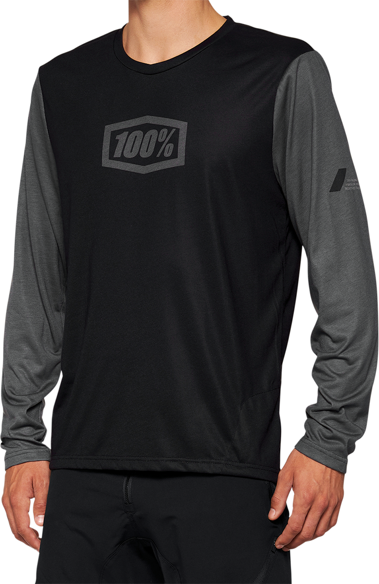 100% Airmatic Long-Sleeve Jersey - Black - Large | Perfect Fit for Mountain Biking & Trail Riding
