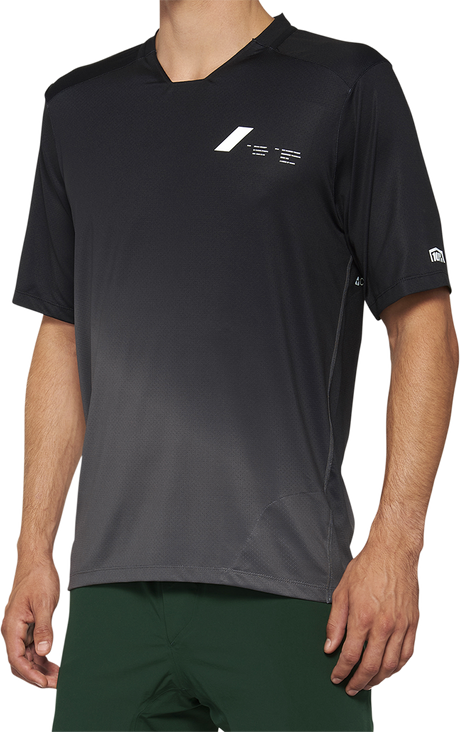 100% Celium Short-Sleeve Jersey for Mountain and Trail Bikes - Black/Charcoal, Medium (Part #40011-00001)