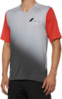 100% Celium Short-Sleeve Jersey for Mountain Bikes and Road Bikes - Gray/Racer Red, Size Small (Part #40011-00010)