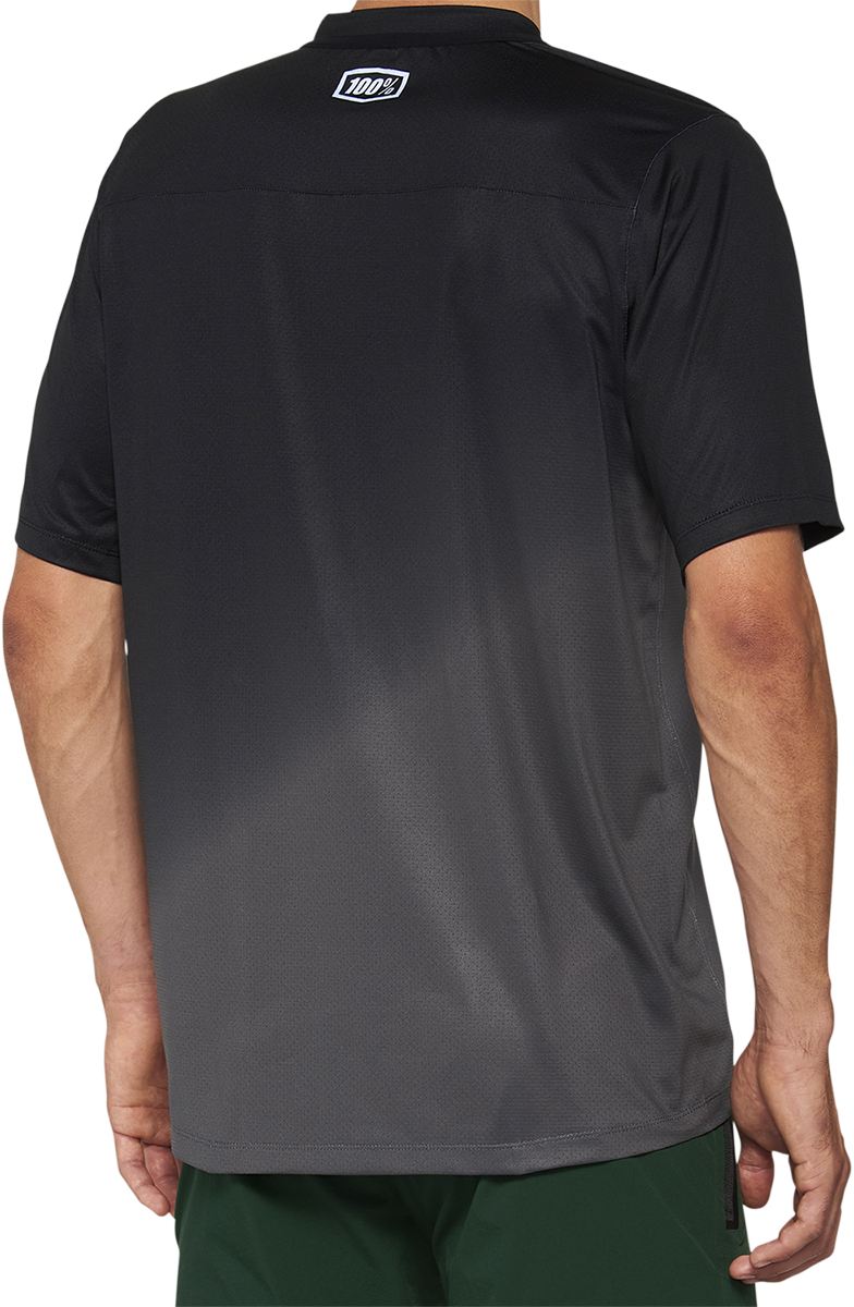 100% Celium Short-Sleeve Jersey for Mountain Biking - Black/Charcoal (Size Large) - Part 40011-00002