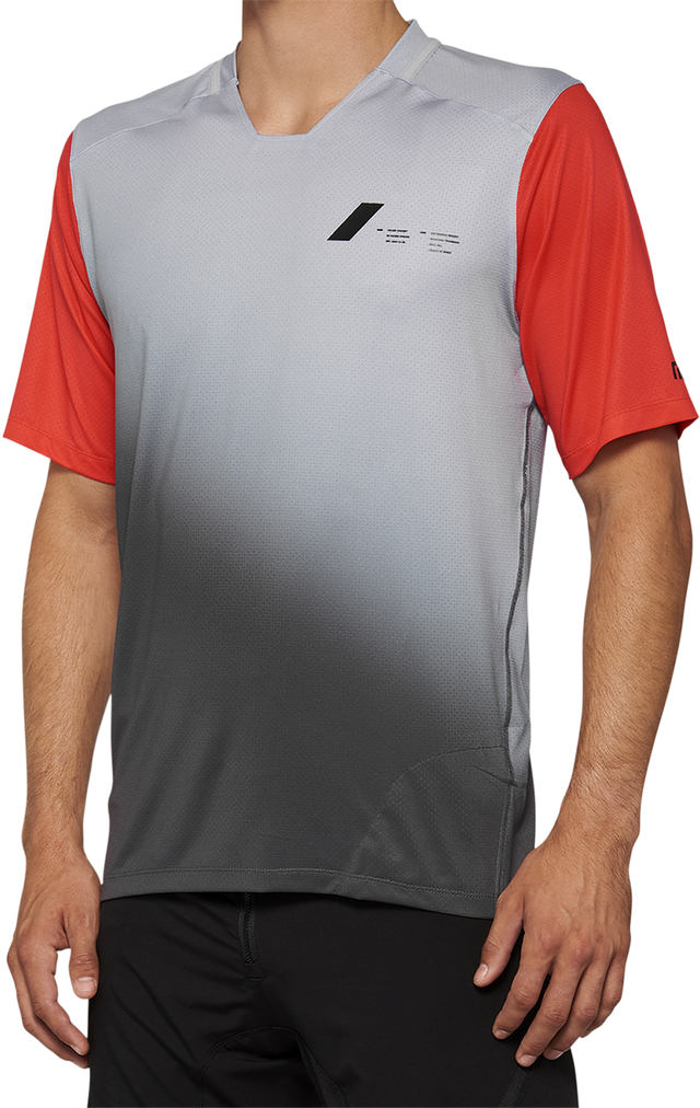 100% Celium Short-Sleeve Jersey for Mountain Biking - Gray/Racer Red - Medium, Fits Most Mountain Bikes