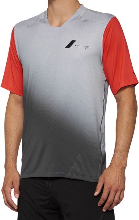 100% Celium Short-Sleeve Jersey for Mountain Biking, Gray/Racer Red, XL - Part 40011-00013