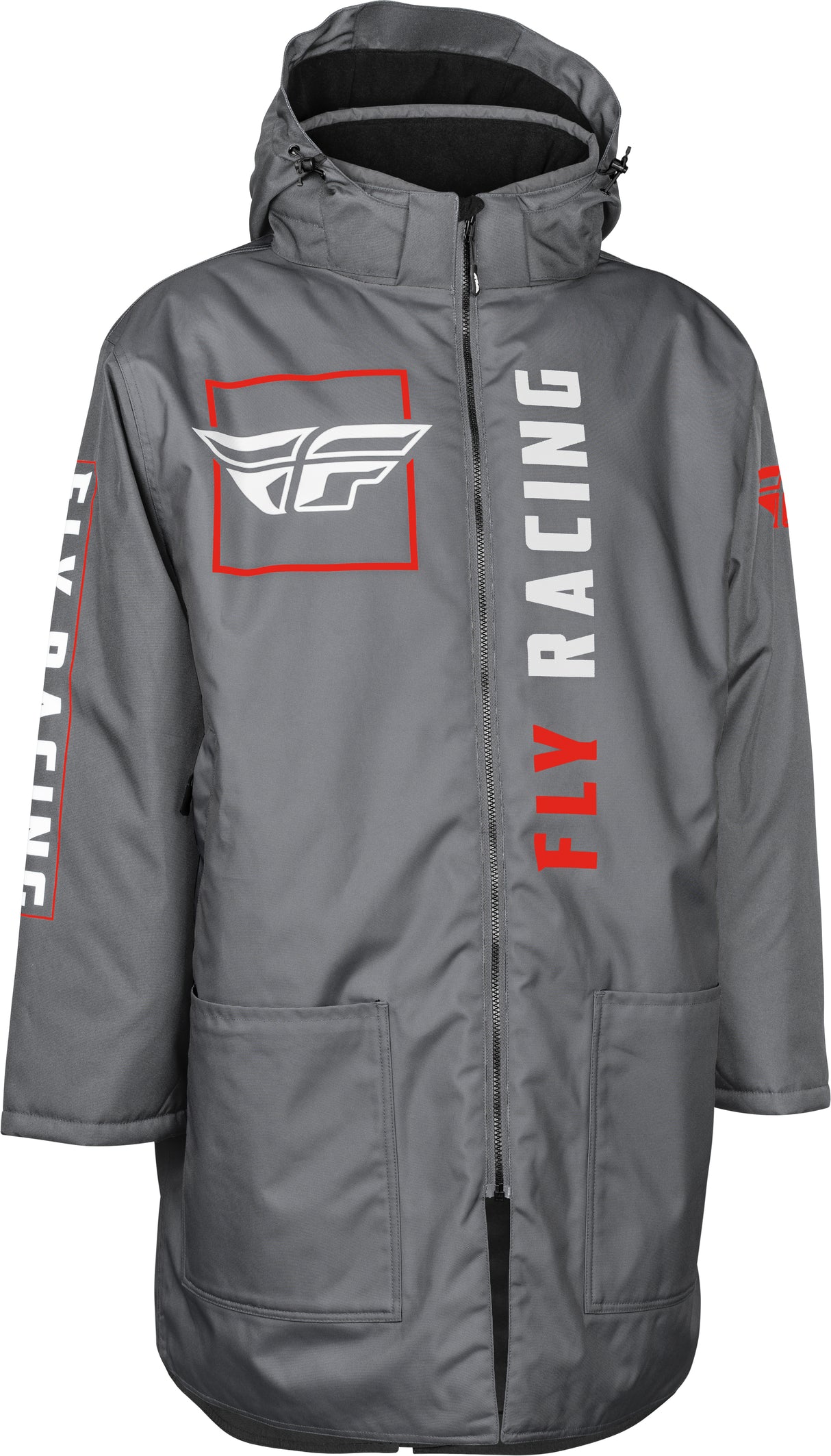 Fly Racing Pit Coat Grey/Red for Motocross and Off-Road Vehicles