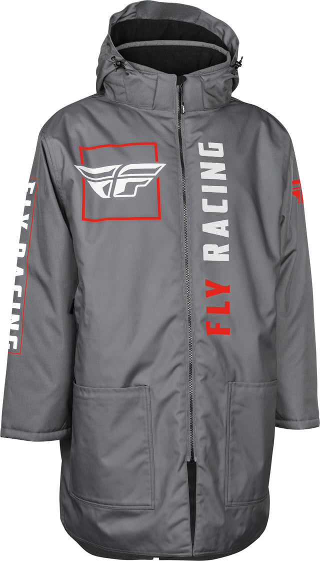 Fly Racing Pit Coat Grey/Red for Motocross and Off-Road Vehicles