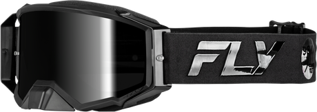 Fly Racing Zone Pro Goggle Black/Black with Black Mirror Smoke Lens for ATV and Motorcycle