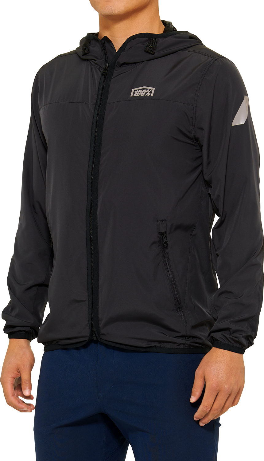100% Klutch Jacket Black Medium - Hooded Windbreaker for Adult Cyclists