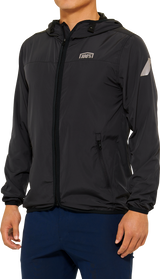100% Klutch Jacket Black Medium - Hooded Windbreaker for Adult Cyclists
