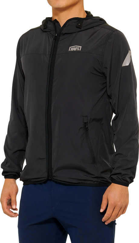 100% Klutch Jacket Black Large - Model 20041-00002, Hooded Windbreaker for Motorcycle and Sports Use