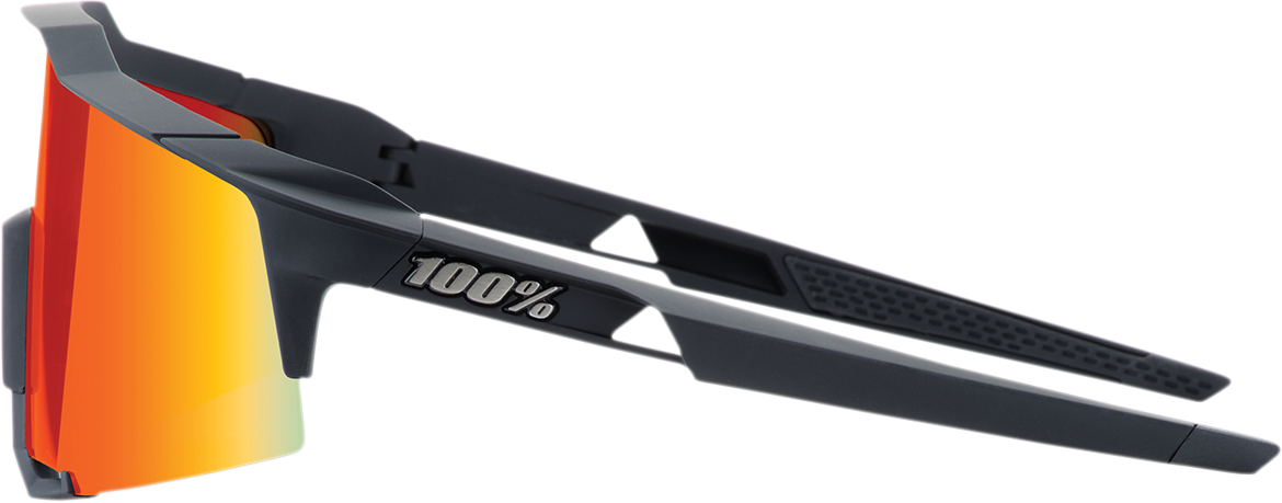 100% Speedcraft Sunglasses - Soft Tact Black with HiPER Red Multilayer Mirror Lens for Motorcycle and Cycling Enthusiasts