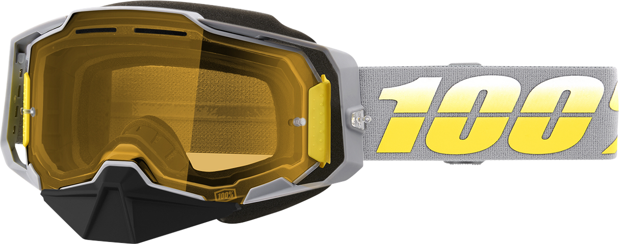 100% Armega Snow Goggle Complex with Yellow Lens - Fits Ski and Snowboard Helmets