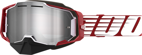 100% Armega Snow Goggle - Oversized Red with Flash Silver Mirror Lens - Fits Snowboard and Ski Helmets
