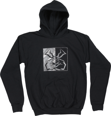 Moose Offroad Youth Split Personality Hoodie - Black, Size Small - Comfortable 50/50 Cotton-Poly Blend with Front Pocket and Graphic Print