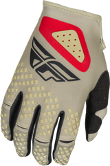 Fly Racing Youth Kinetic Sym Offroad MX Gloves in Light Grey, Red & Black – Youth Small