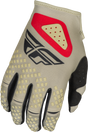 Fly Racing Kinetic Sym Gloves Light Grey/Red/Black for Motorcycle Riders, XS
