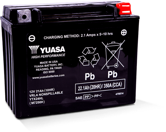 Yuasa YTX24HL Maintenance Free AGM 12-Volt Battery