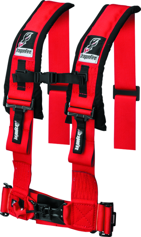 DragonFire Racing H-Style 4-Point Harness with 3-Inch Buckle in Red (Part Number 521355)